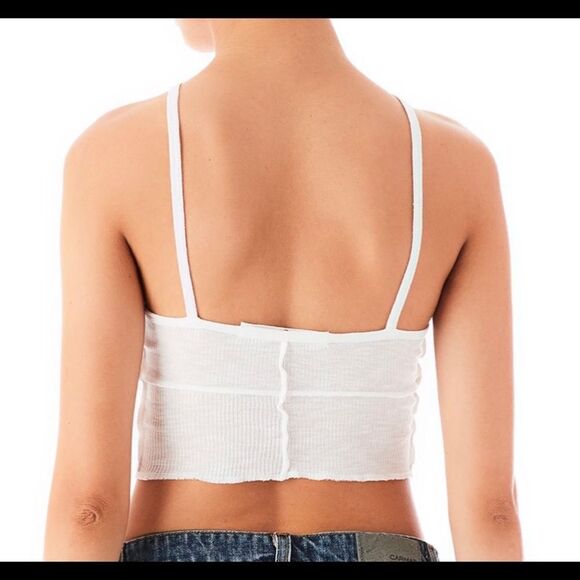 NWOT LF EMMA & SAM White Exposed Stitch Tank Top - Picture 2 of 4